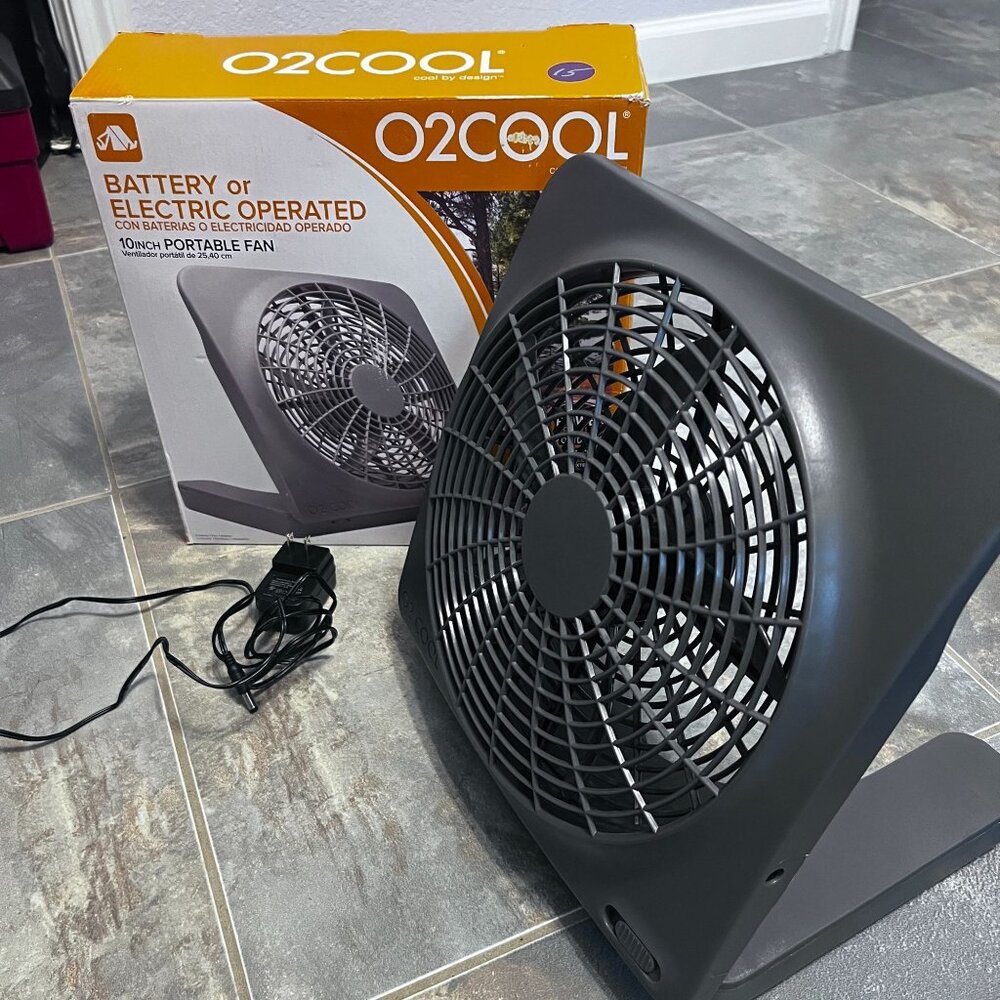 O2Cool 10-Inch Portable Fan Battery/Electric Operated Adjustable Tilt 2-Speed Co